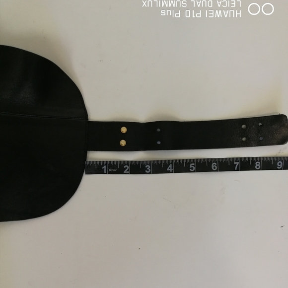 80S VTG black leather cinched waist adjustable statement belt - Picture 15 of 15